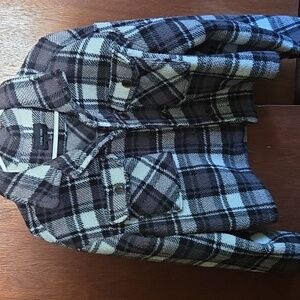 Love Tree Black and White Plaid Jacket Large Cropped